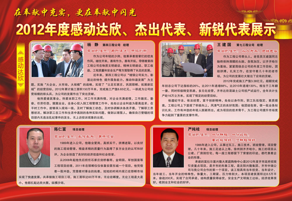 2012年度感動達欣、杰出代表、新銳代表展示